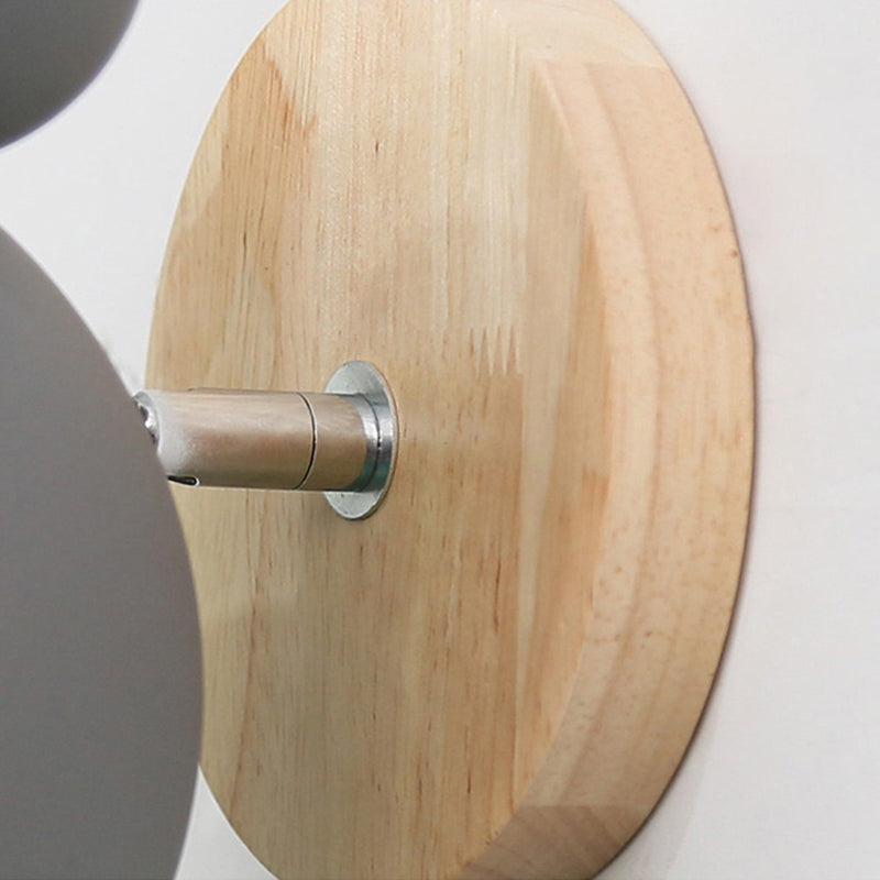 Lámpara de pared de globo de madera de pared única nórdica moderna con sombra de hierro forjado