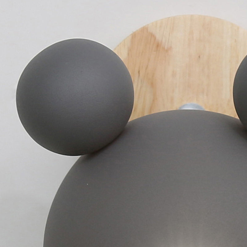 Lámpara de pared de globo de madera de pared única nórdica moderna con sombra de hierro forjado