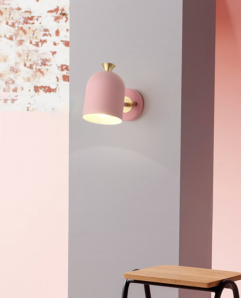 Modern Concise Macaron Wall Lamp Wrought Iron Dome Wall Light for Interior Spaces