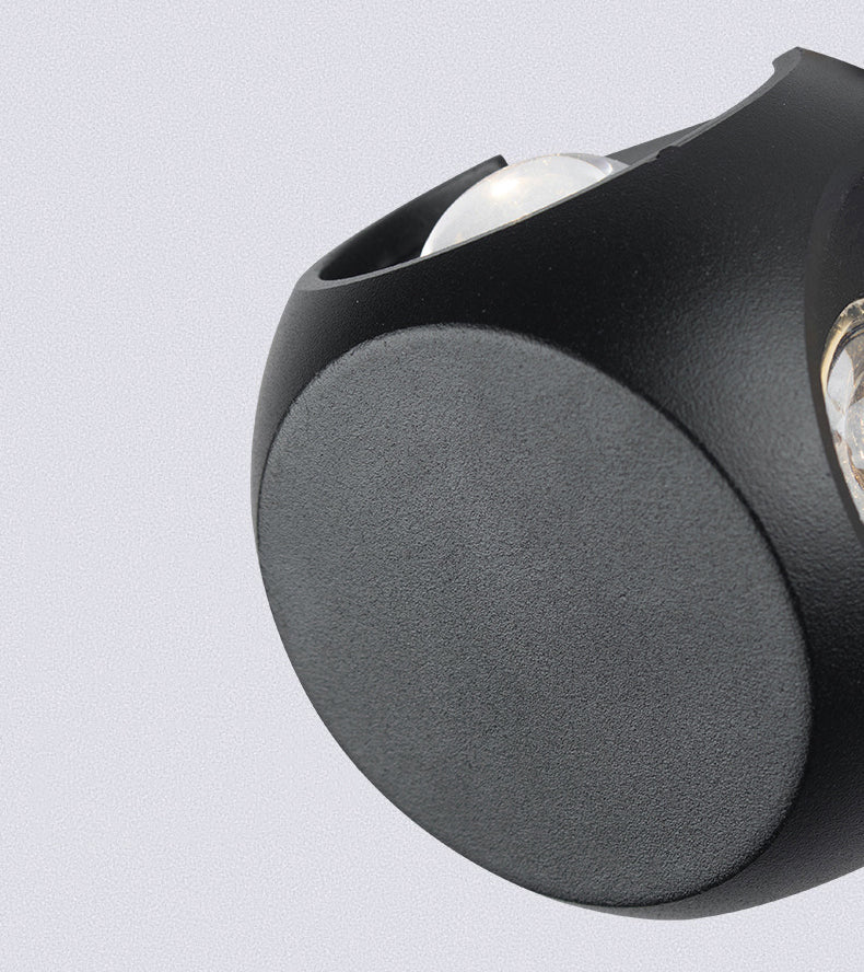 Lámpara de pared LED geométrica negra en moderna simplicidad de aluminio luz de pared impermeable con sombra de vidrio