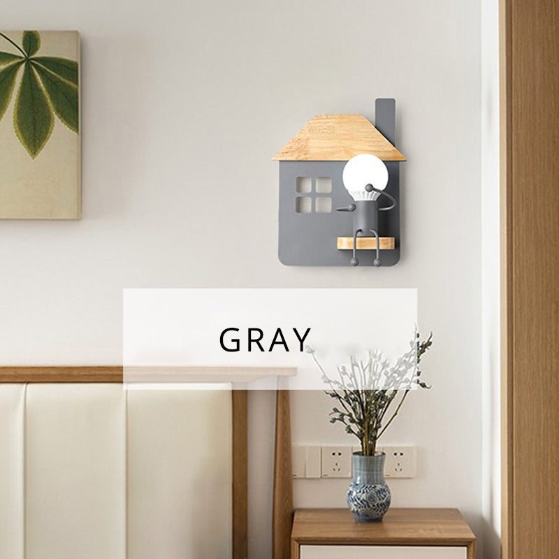 Nordic Modern Wall Mounted Light Wood House 1-Light Wall Lamps for Bedroom