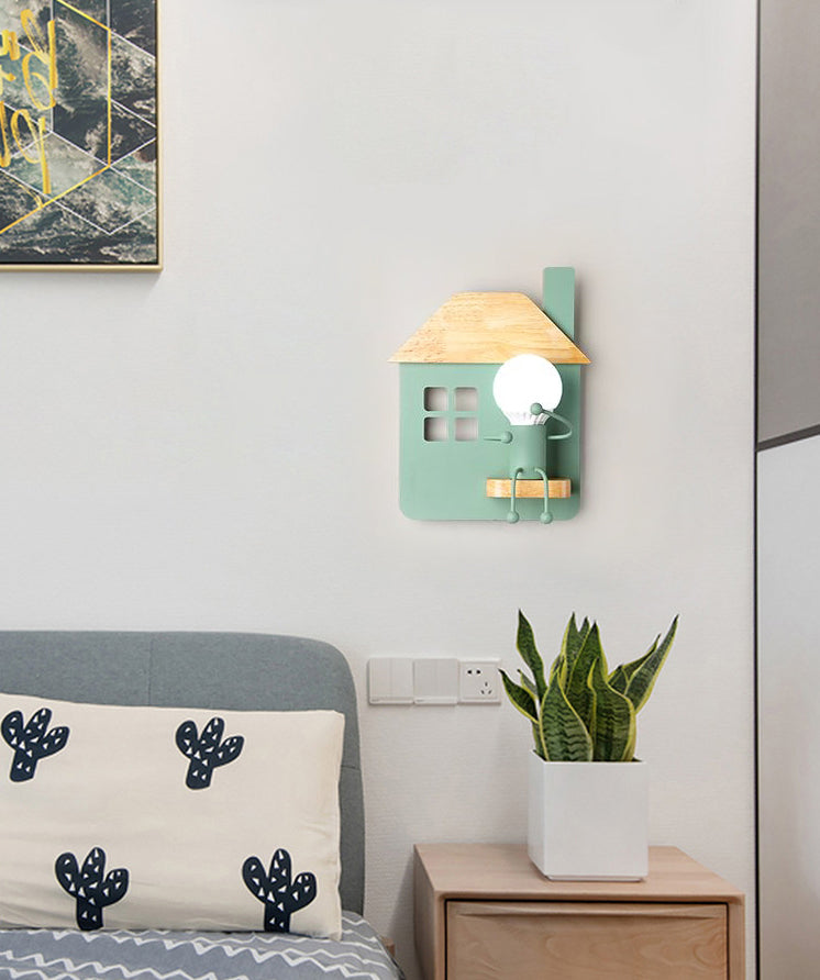 Noordse moderne muur gemonteerd licht houten huis 1-licht wandlampen voor slaapkamer