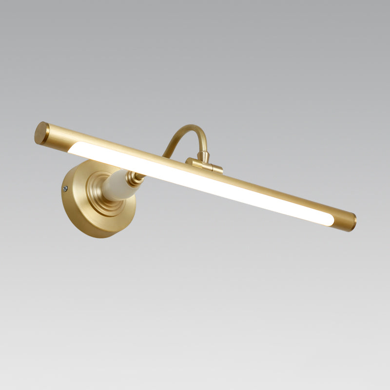 Metal linear Shade Mirro Wall Lights Modern 1 Head Wall Mount Fixture in Brass