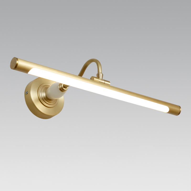 Metal linear Shade Mirro Wall Lights Modern 1 Head Wall Mount Fixture in Brass