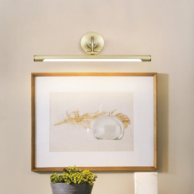 Metal linear Shade Mirro Wall Lights Modern 1 Head Wall Mount Fixture in Brass