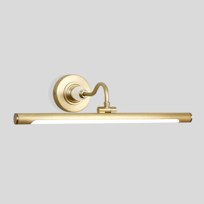 Metal linear Shade Mirro Wall Lights Modern 1 Head Wall Mount Fixture in Brass