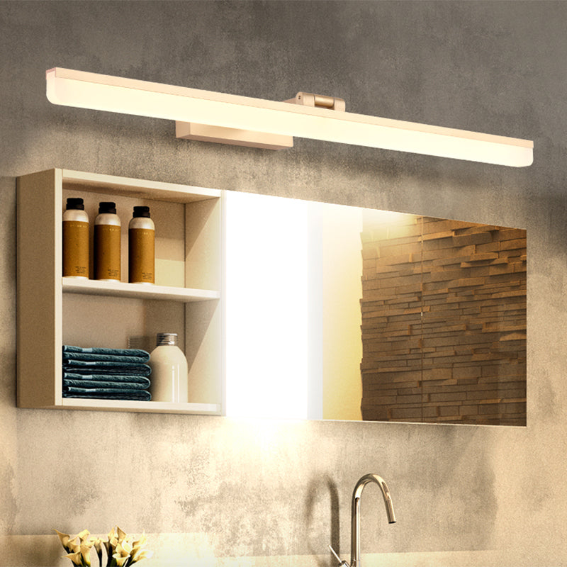Metal Linear Shade Mirror Wall Lights Modern 1 Head Wall Mount Fixture in Brown
