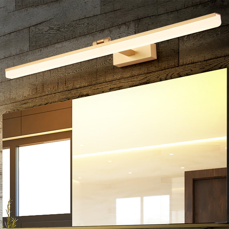 Metal Linear Shade Mirror Wall Lights Modern 1 Head Wall Mount Fixture in Brown