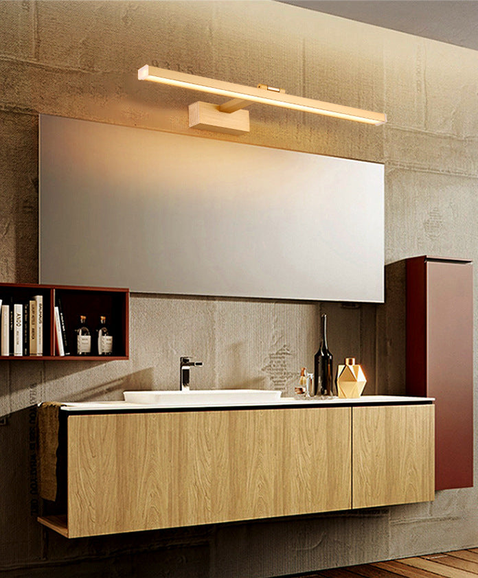 Metal Linear Shade Mirror Wall Lights Modern 1 Head Wall Mount Fixture in Brown