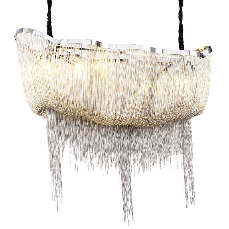 Chrome Postmodern Linear Lighting Fixtures Tassel Aluminum Down Lighting Pendant