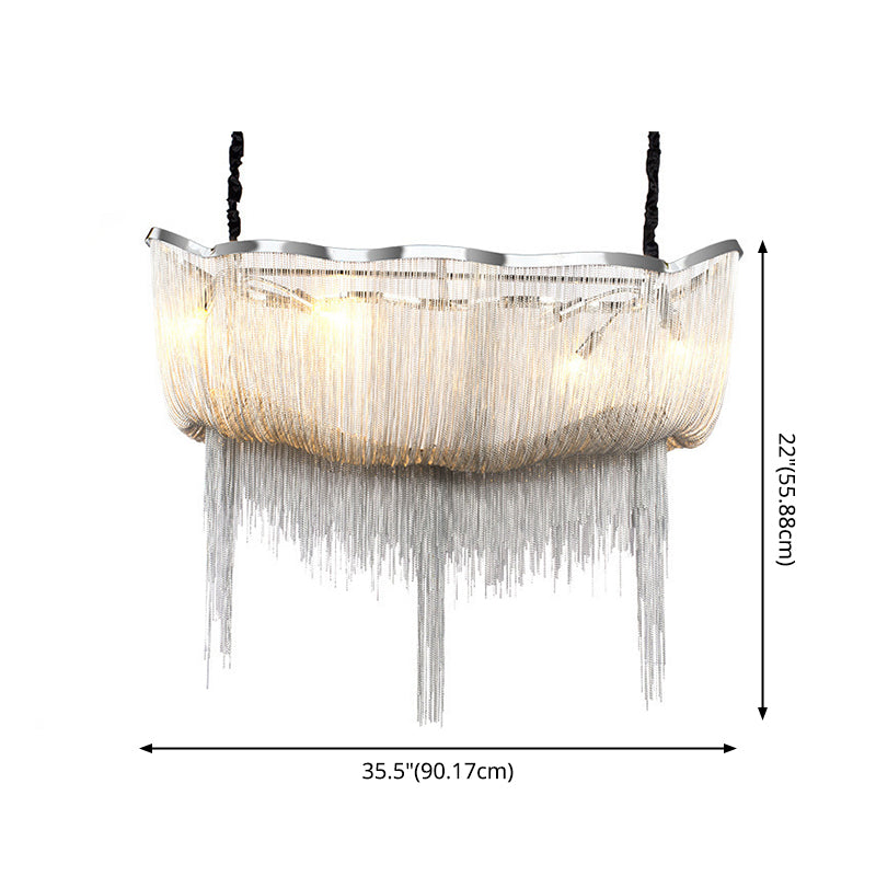 Chrome Postmodern Linear Lighting Fixtures Tassel Aluminum Down Lighting Pendant