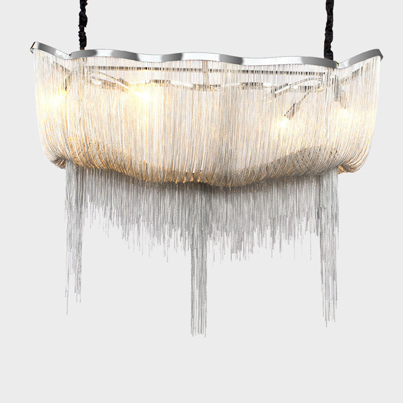 Chrome Postmodern Linear Lighting Fixtures Tassel Aluminum Down Lighting Pendant