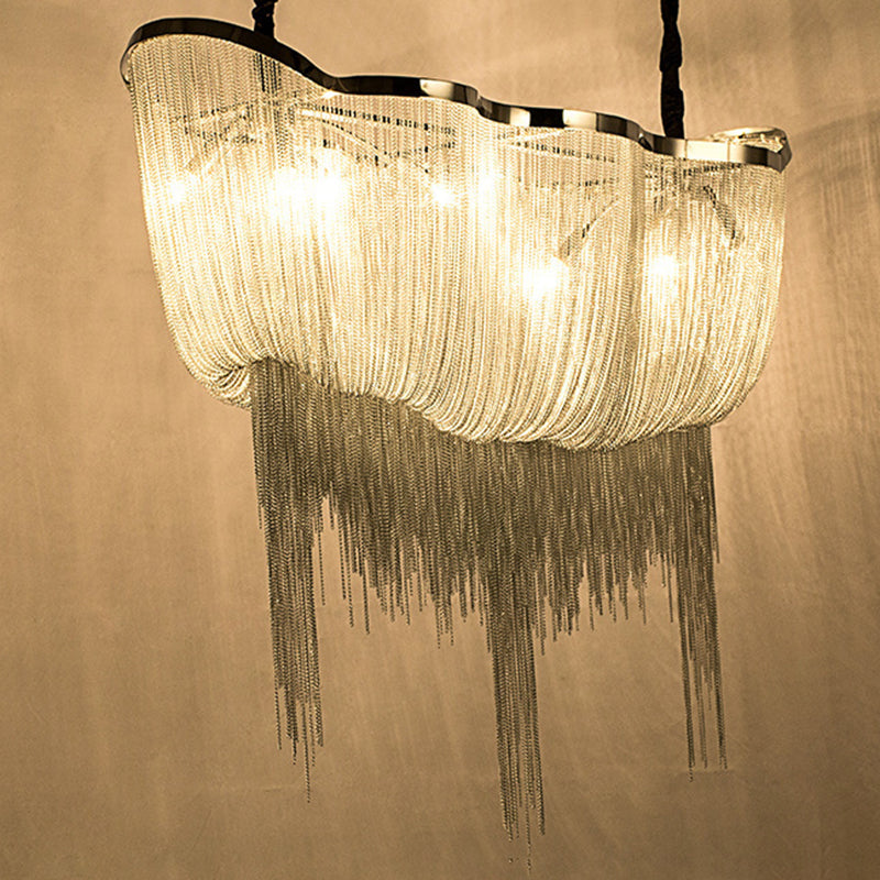 Chrome Postmodern Linear Lighting Fixtures Tassel Aluminum Down Lighting Pendant