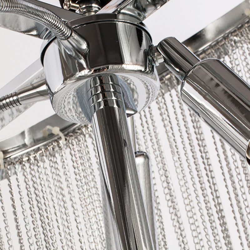 Chrome Postmodern Linear Lighting Fixtures Tassel Aluminum Down Lighting Pendant