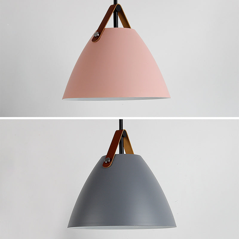 Nordic Macaron Style Hanging Lamp, Conical Shaped Shade Metal Hanging Lighting for Living Room