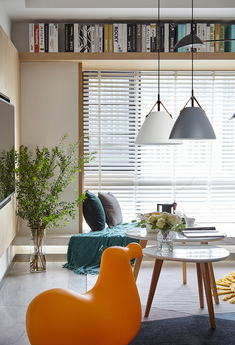 Nordic Macaron Style Hanging Lamp, Conical Shaped Shade Metal Hanging Lighting for Living Room