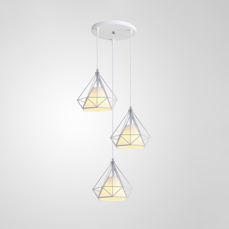 Contemporary Pendant Lights with Cage Shade, Fabric 3-Light Multi Pendant Ceiling Light Fixture