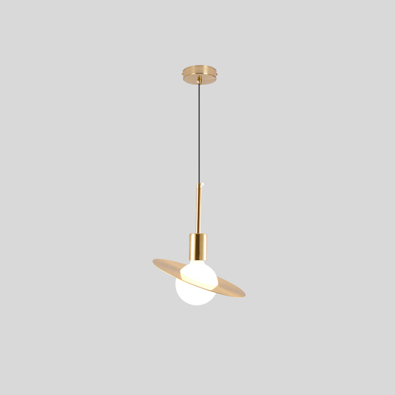 Golden Post Modern Style 1-Light Hanging Lamp 
Geometric Simplicity Lighting Fixture for Bedroom