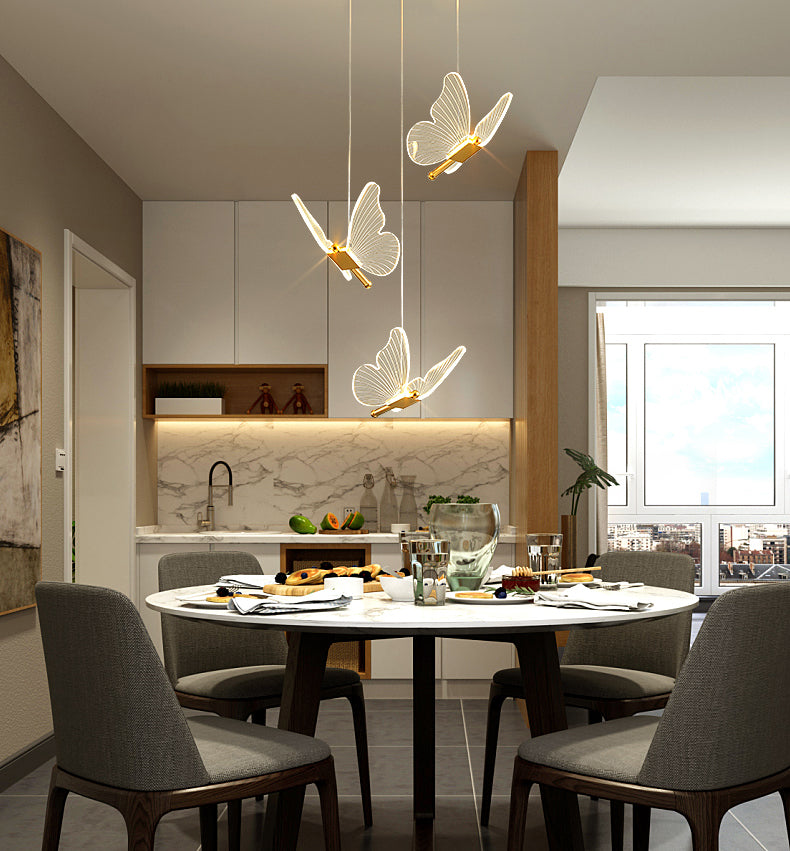 Luxurious Butterfly Style Hanging Ceiling Light, Acrylic Integrated LED Multi Light Pendant Lighting