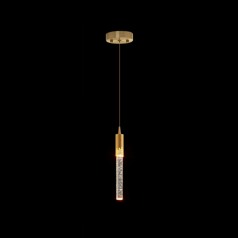 Cylindre de luxe Hanging Light, Minimaliste Crystal Shade avec haut métal pour restaurant, bar