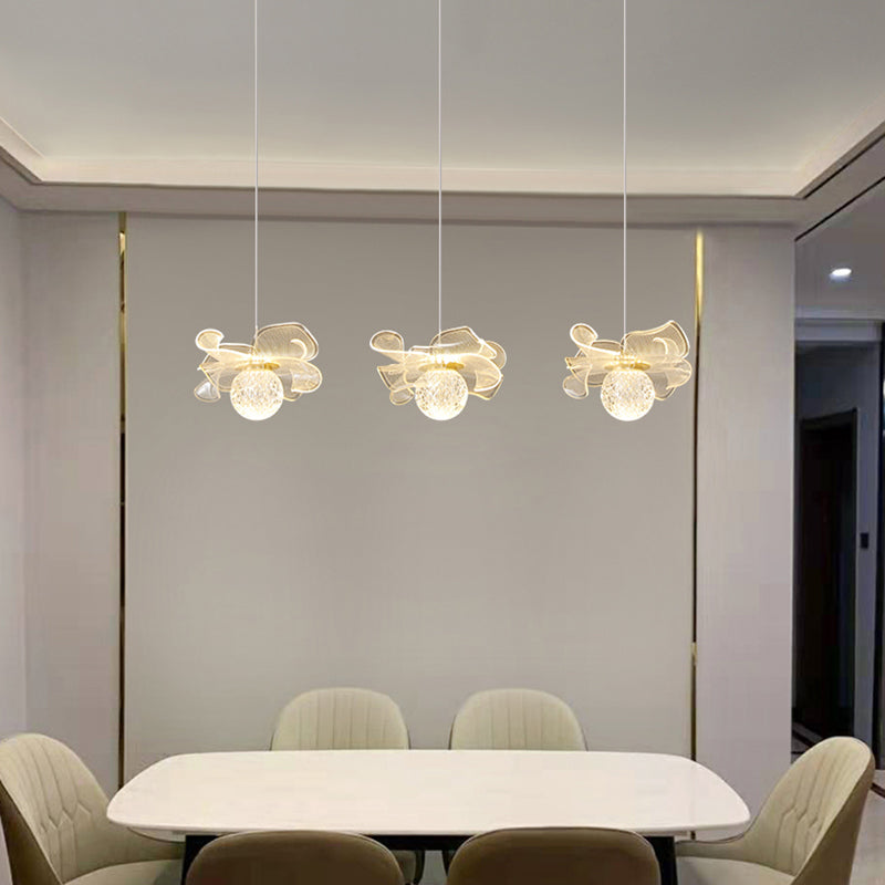 Minimalist Flower Shaped Shade Hanging Lamp, Art Deco Acrylic Shade Hanging Light for Bedroom