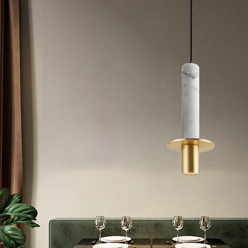 Minimalism Hanging Ceiling Light Marble 1-Light Cylinder Ceiling Pendant Light