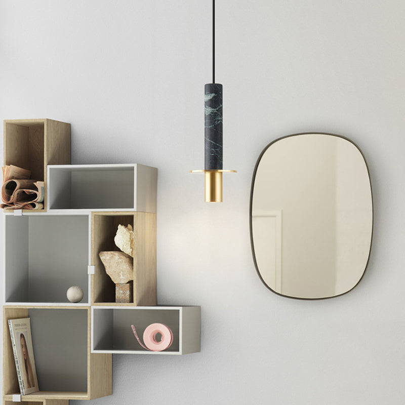 Minimalism Hanging Ceiling Light Marble 1-Light Cylinder Ceiling Pendant Light