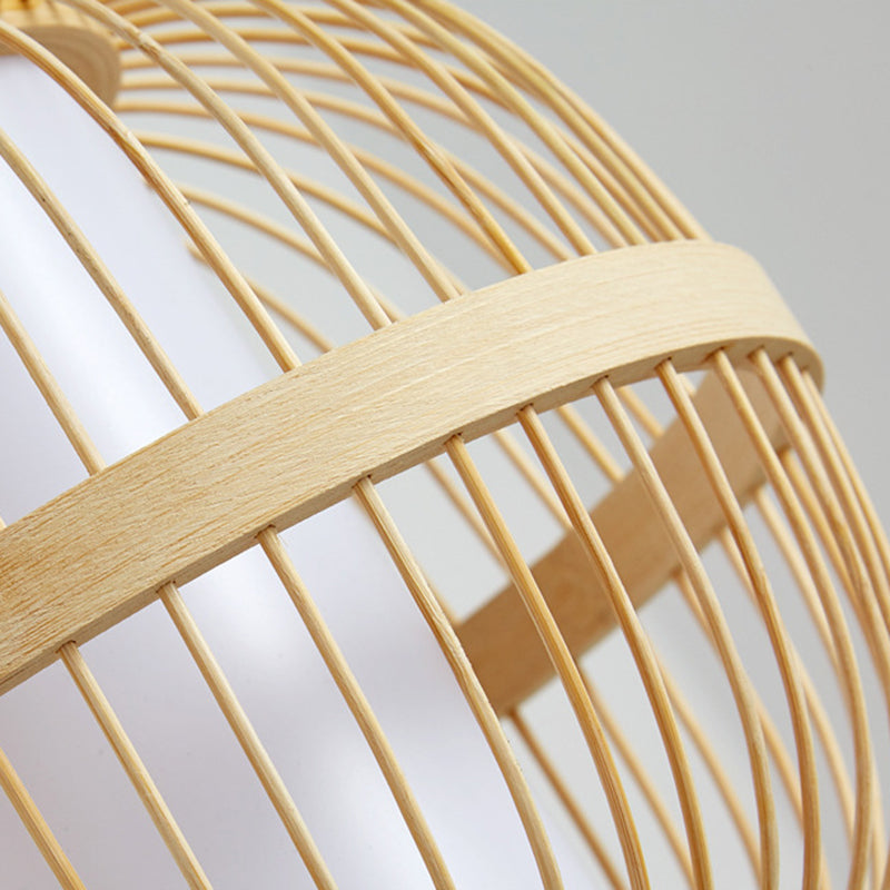 1-Light Bamboo Suspension Pendant Light Japanese Down Mini Pendant for Tea Room