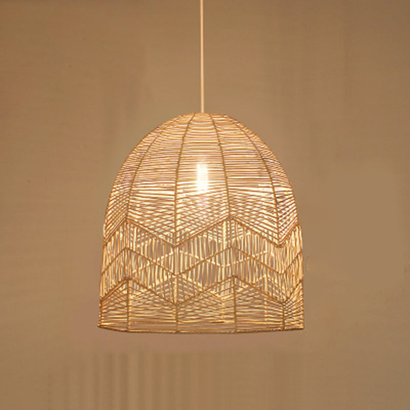 1-Light Bamboo Suspended Lighting Fixture Japanese Pendant Light Kit for Home-stay