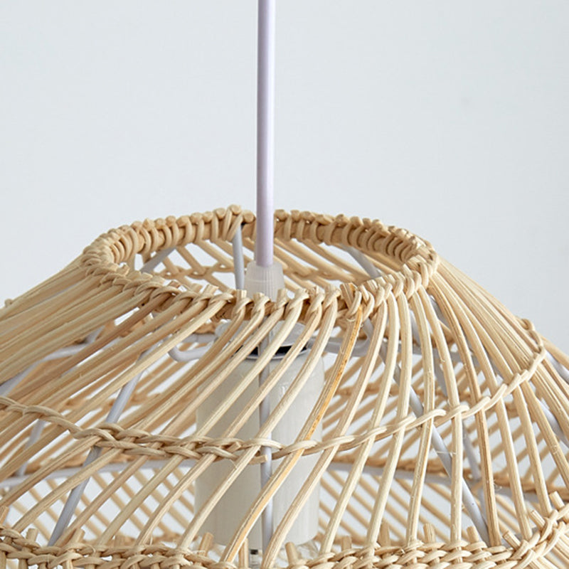 1-Light Bamboo Suspended Lighting Fixture Japanese Pendant Light Kit for Home-stay