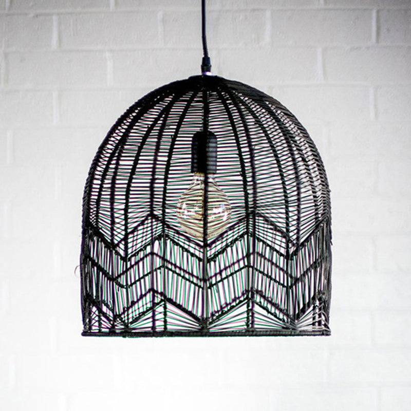 1-Light Bamboo Suspended Lighting Fixture Pendant Light Kit for Tea Room