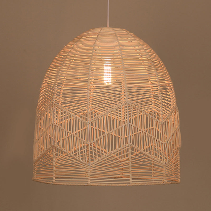 1-Light Bamboo Suspended Lighting Fixture Pendant Light Kit for Tea Room