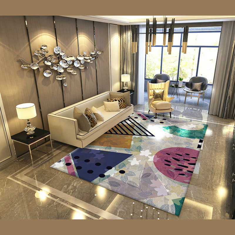 Trendy Home Decoration Carpet Geometric Pattern Area Rug Polyester Stain Resistant Indoor Carpet