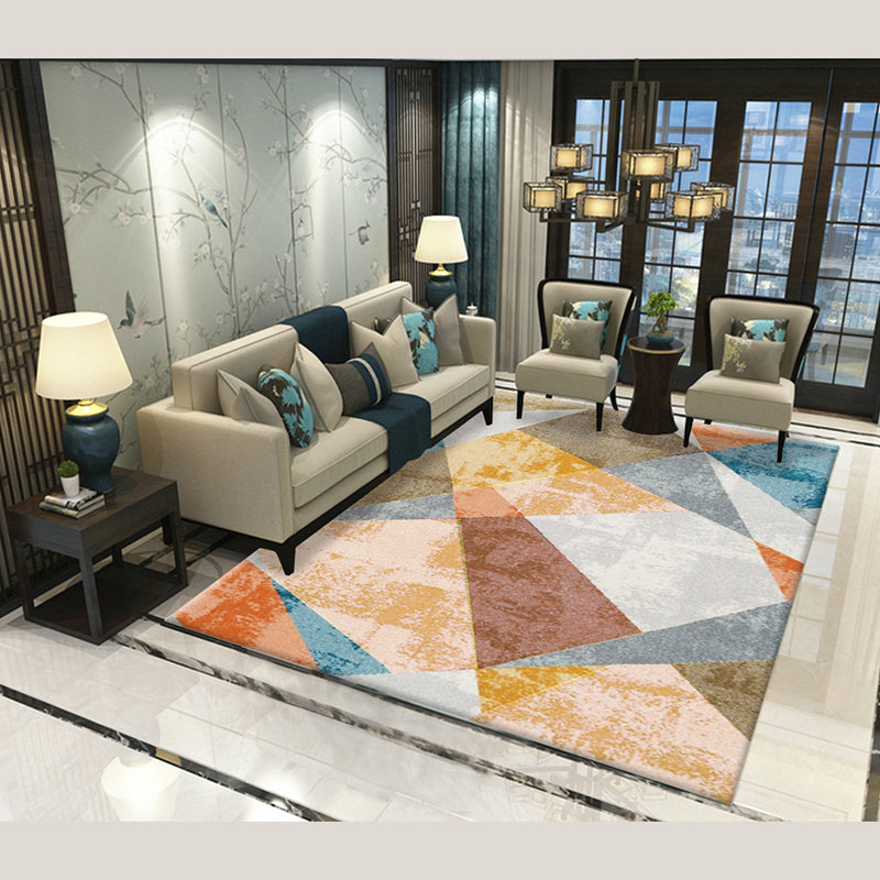 Trendy Home Decoration Carpet Geometric Pattern Area Rug Polyester Stain Resistant Indoor Carpet