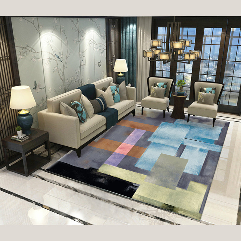 Trendy Home Decoration Carpet Geometric Pattern Area Rug Polyester Stain Resistant Indoor Carpet