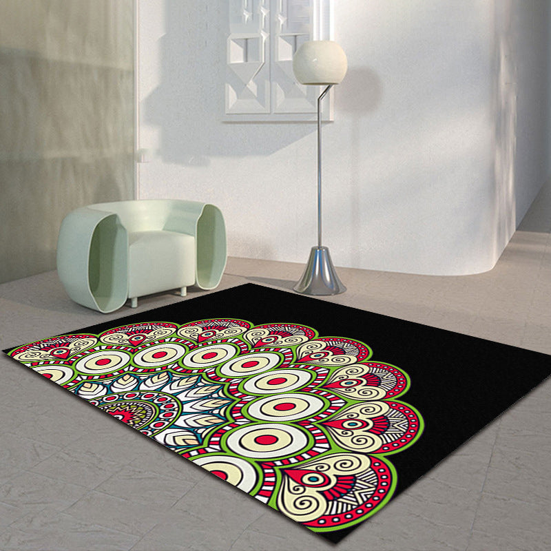 Tapis marocain orange Fleurs en polyester tapis d'intérieur Tapis résistant aux taches pour le salon