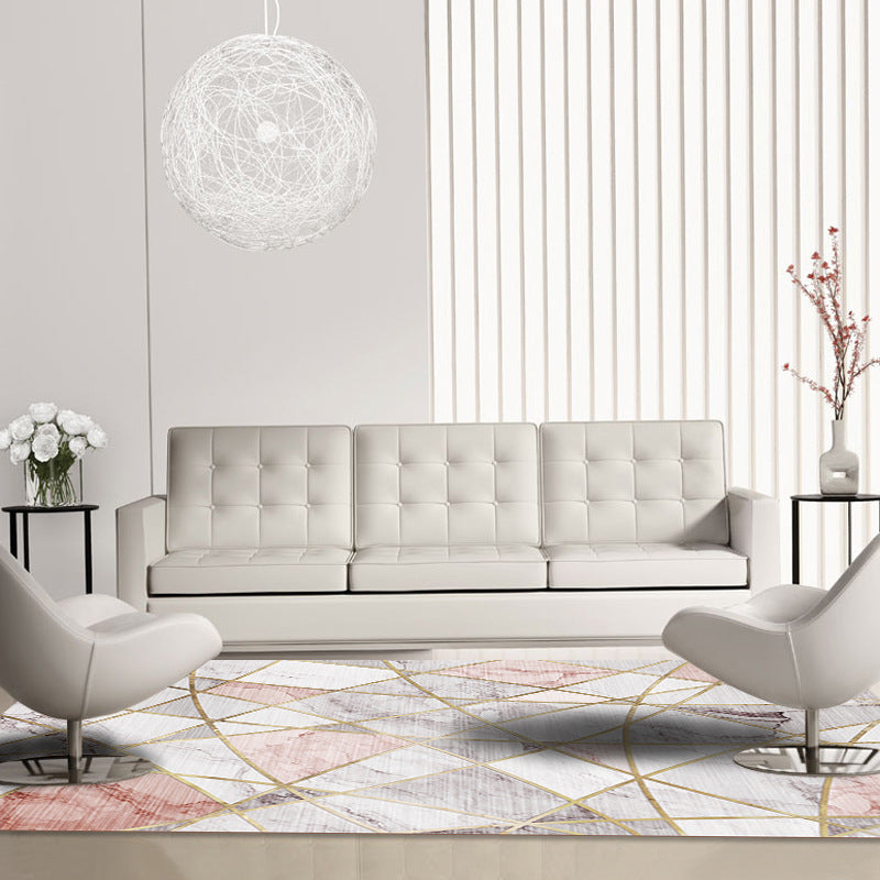 Modern Geometric Pattern Carpet Polyester Area Rug Stain Resistant Indoor Carpet for Home Decoration
