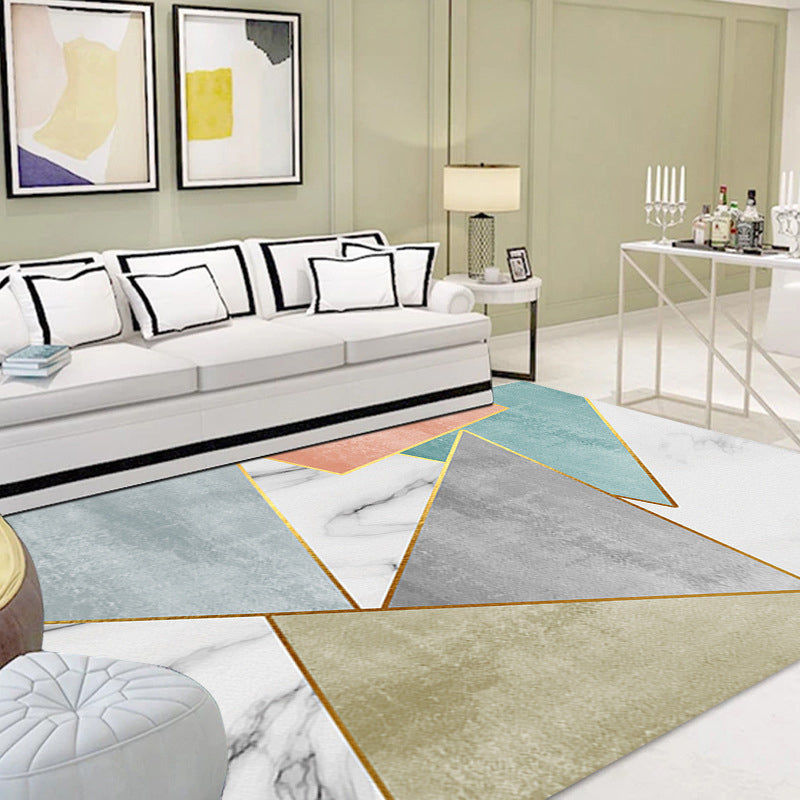 Modern Geometric Pattern Carpet Polyester Area Rug Stain Resistant Indoor Carpet for Home Decoration