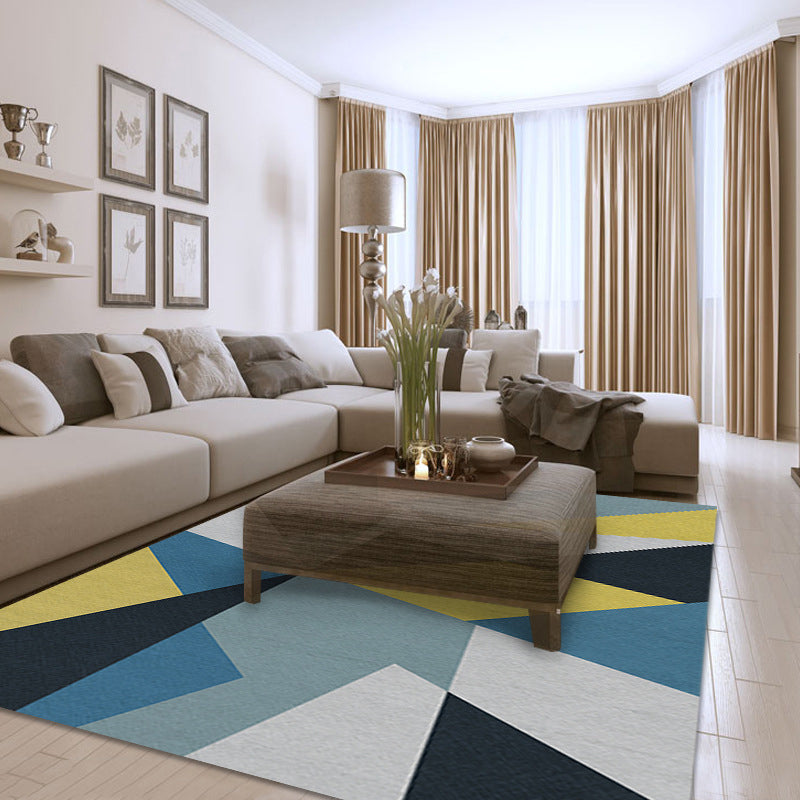 Modern Geometric Pattern Carpet Polyester Area Rug Stain Resistant Indoor Carpet for Home Decoration