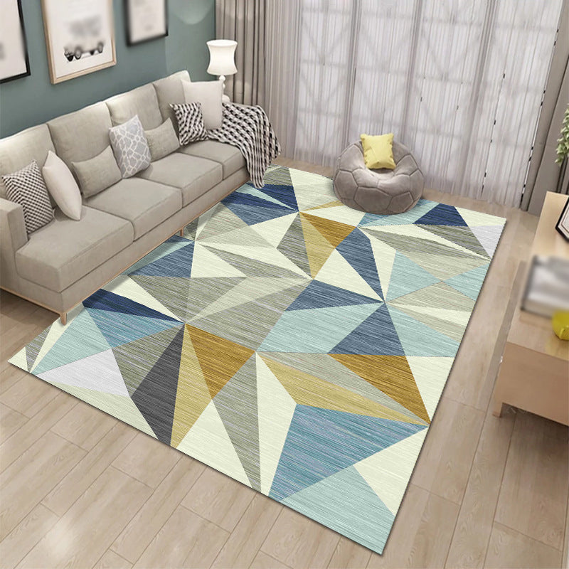 Casual Geometric Pattern Carpet Polyester Area Rug Stain Resistant Indoor Carpet for Home Decoration