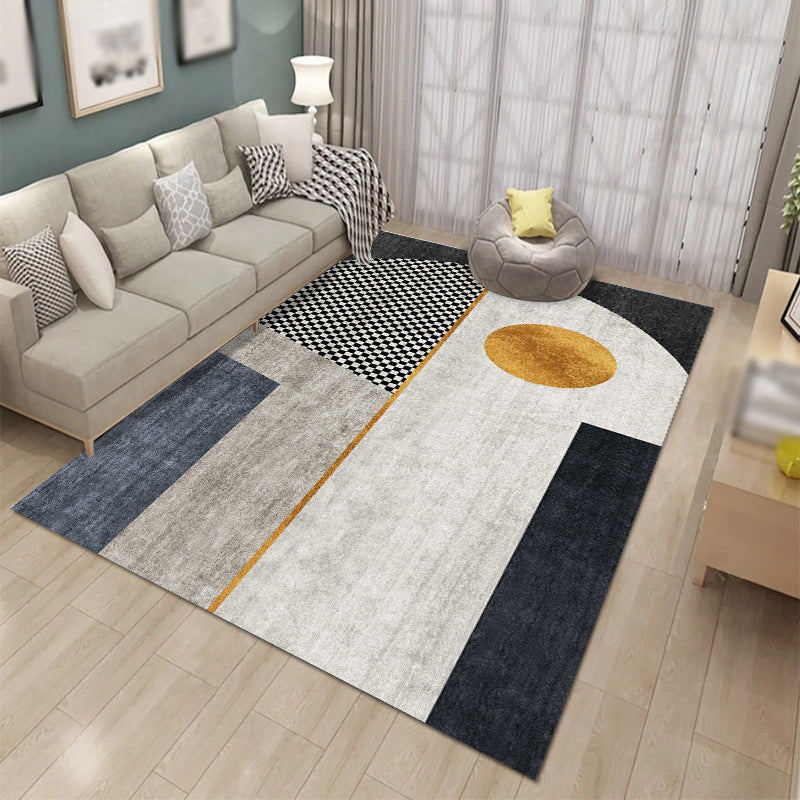 Casual Geometric Pattern Carpet Polyester Area Rug Stain Resistant Indoor Carpet for Home Decoration