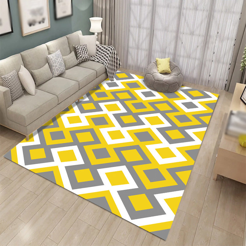 Casual Geometric Pattern Carpet Polyester Area Rug Stain Resistant Indoor Carpet for Home Decoration