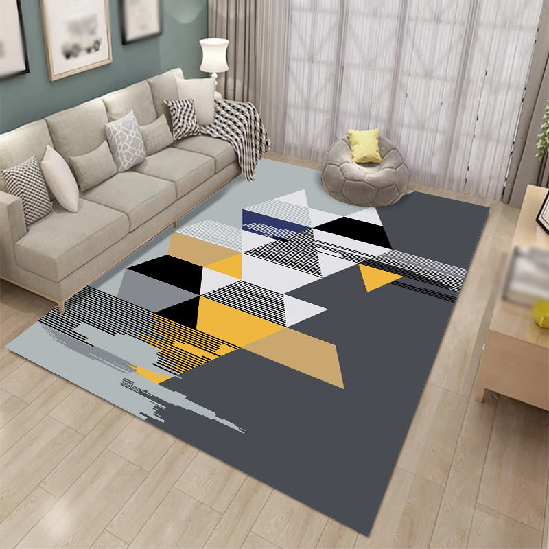 Trendy Geometric Pattern Carpet Polyester Area Rug Stain Resistant Indoor Carpet for Living Room