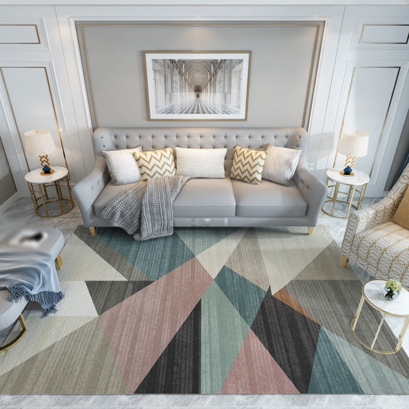 Geometric Indoor Rug Minimalist Carpet Washable Polyester Stain Resistant Area Rug for Home Decor