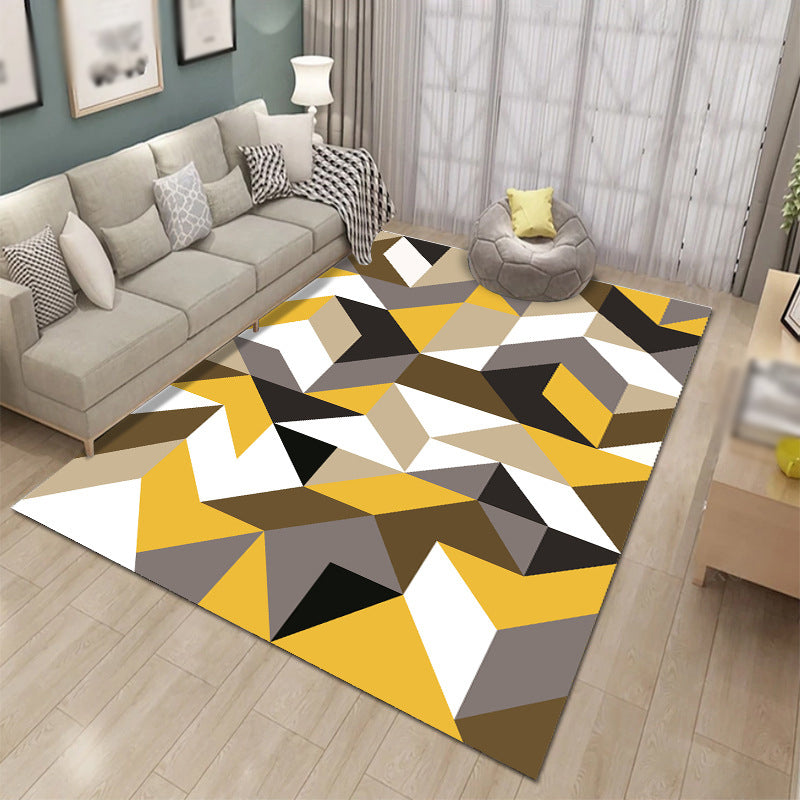 Contemporary Triangle Pattern Carpet Polyester Area Rug Pet Friendly Indoor Carpet for Living Room