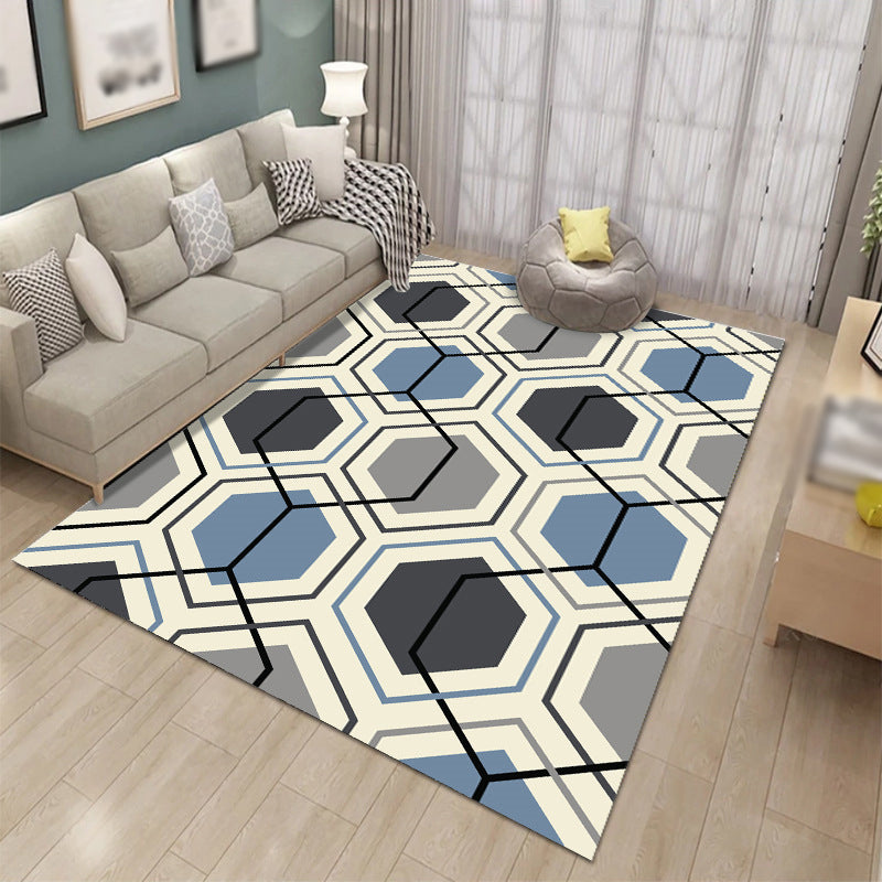Contemporary Triangle Pattern Carpet Polyester Area Rug Pet Friendly Indoor Carpet for Living Room
