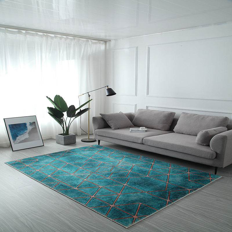 Pink Modern Area Rug Geometric Pattern Polyester Area Carpet Anti-Slip Rug for Living Room