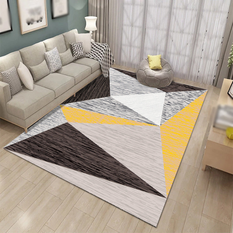 Simplicity Triangle Pattern Carpet Polyester Area Rug Pet Friendly Indoor Carpet for Living Room
