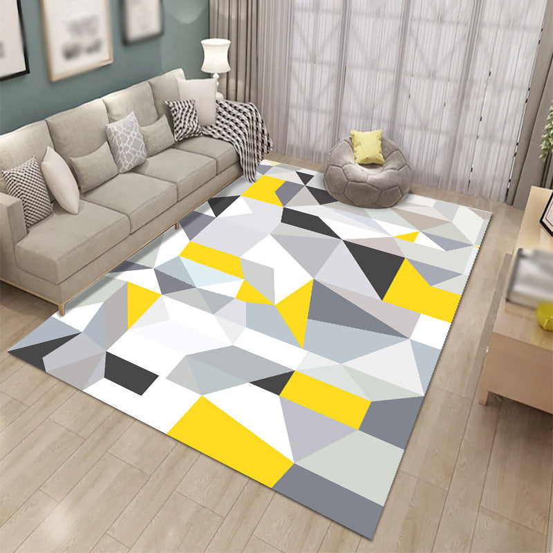 Simplicity Triangle Pattern Carpet Polyester Area Rug Pet Friendly Indoor Carpet for Living Room