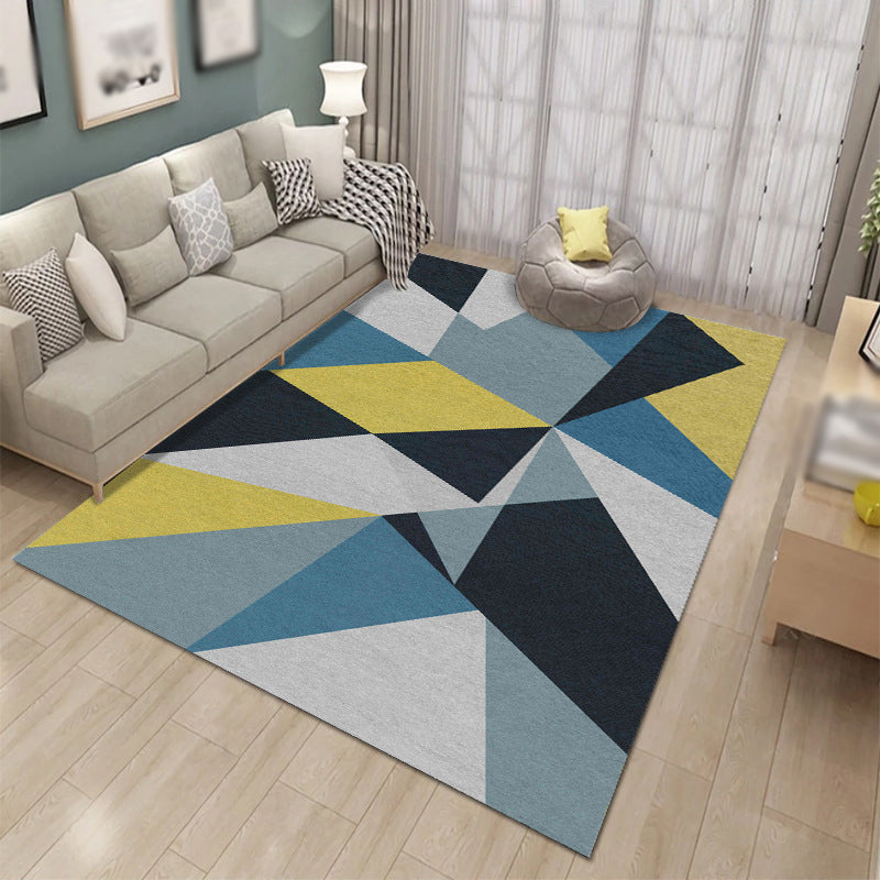 Simplicity Triangle Pattern Carpet Polyester Area Rug Pet Friendly Indoor Carpet for Living Room